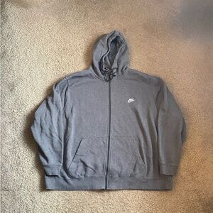Nike Men's Gray Zip-Up Hooded Sweatshirt